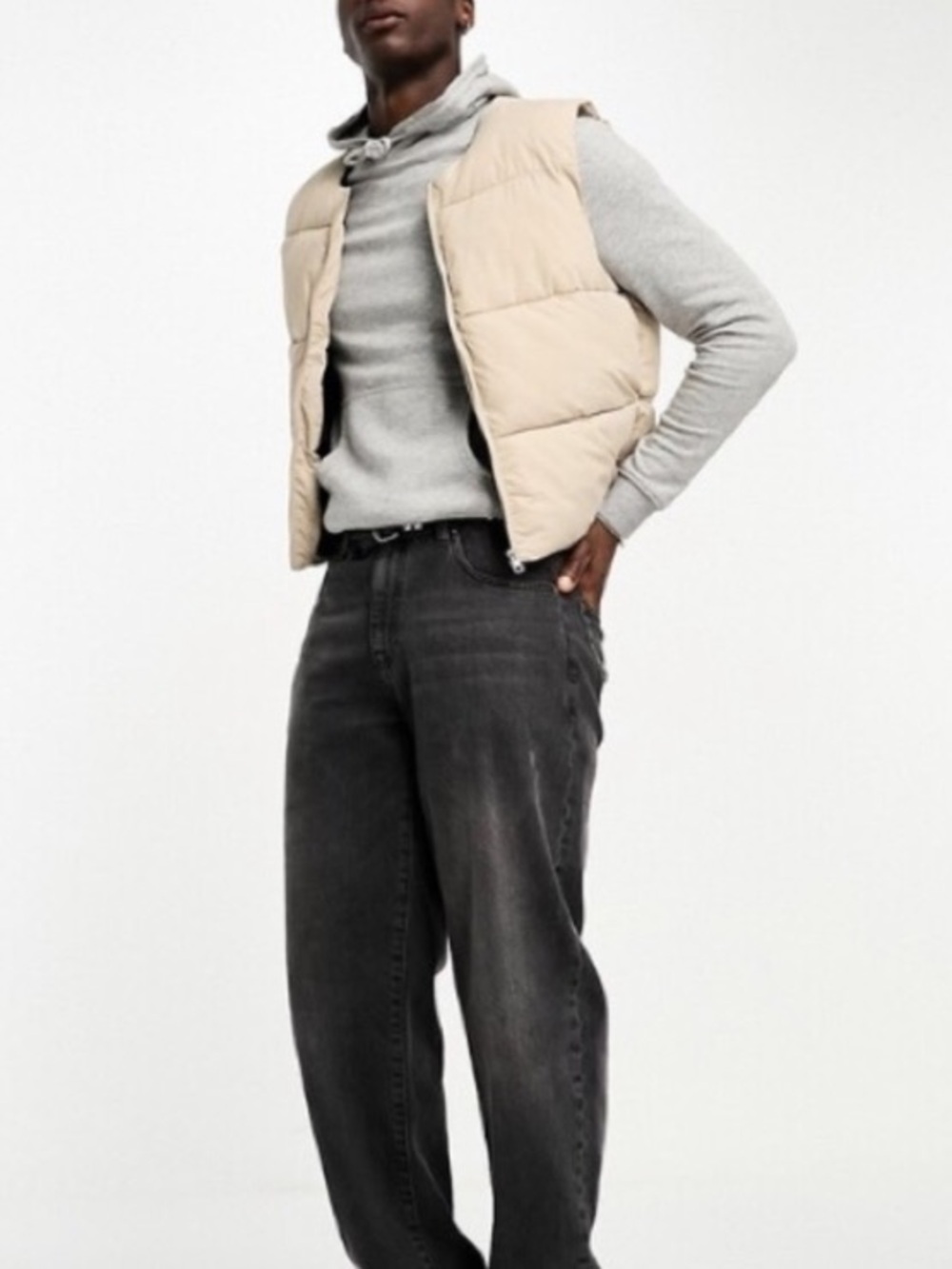 ADPT Beige Puffer Vest - Lightweight Quilted Vest